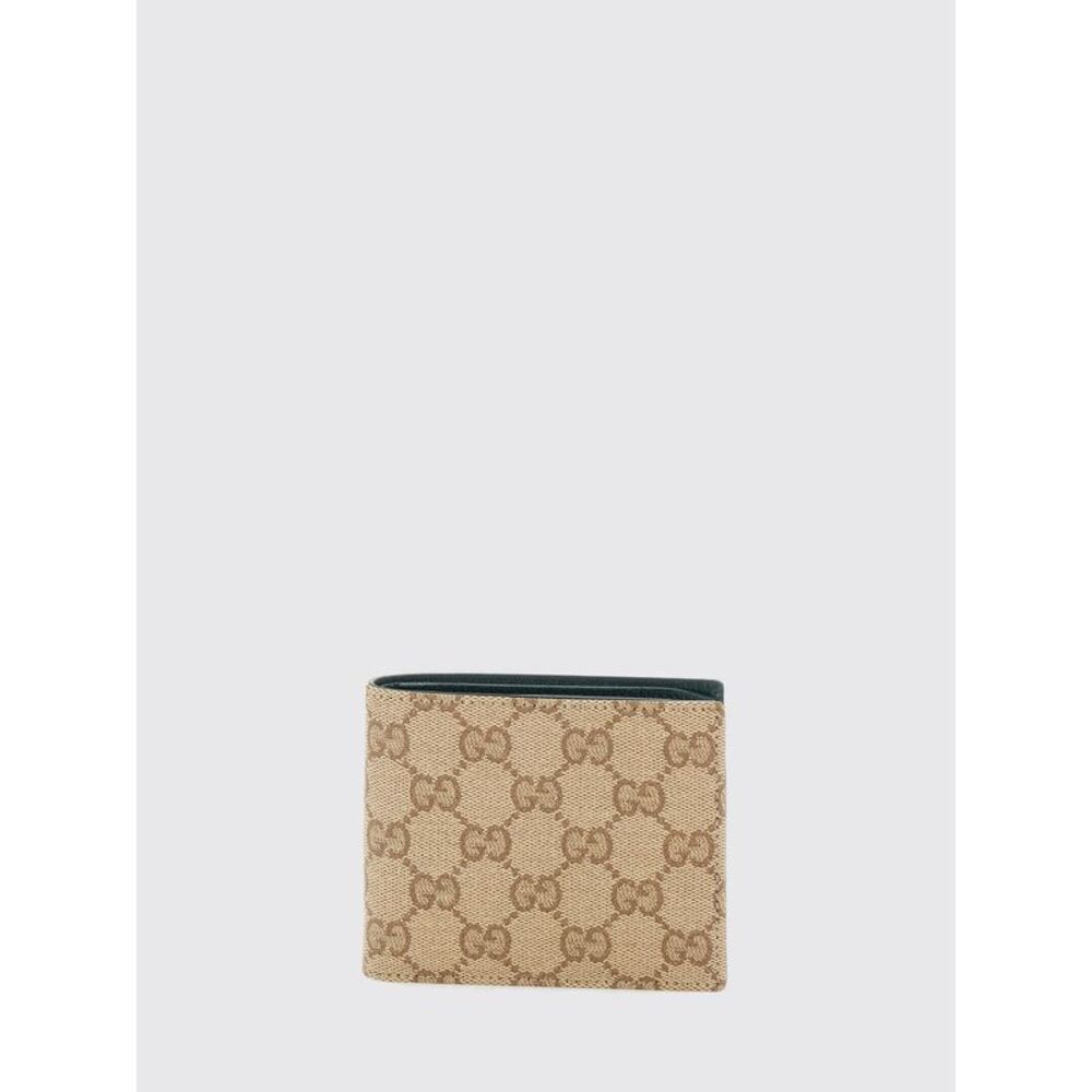 Gucci Men Gucci Gg Supreme Fabric Bifold Wallet With Leather Interior